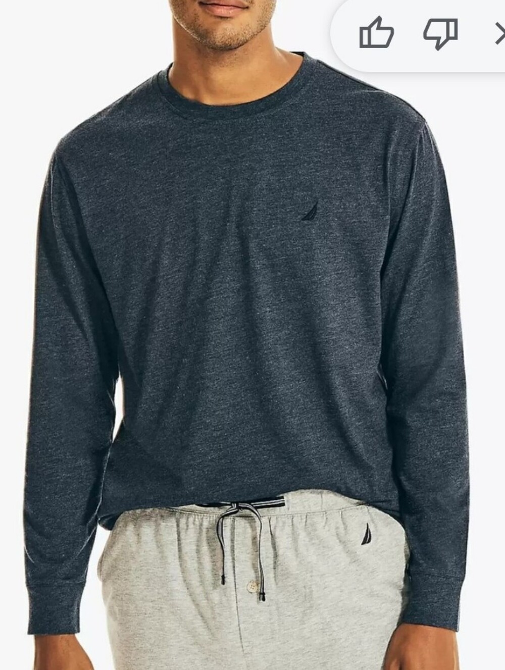Nautica Long-Sleeve Crewneck Shirt - Navy Blue Brushed  Numerous Sizes